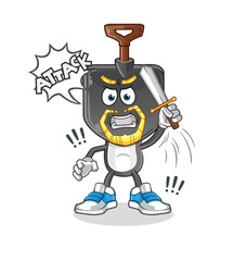 shovel head cartoon knights attack with sword. cartoon vector