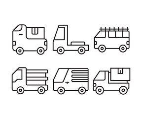 car, vehicle and transportation icons line vector illustration