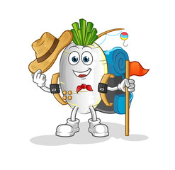 Obraz premium white radish scout vector. cartoon character