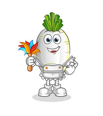 white radish maid mascot. cartoon vector