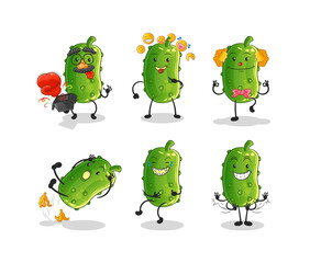 cucumber comedy set character. cartoon mascot vector