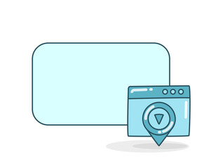 blank note board with web and map pin icon vector illlustration