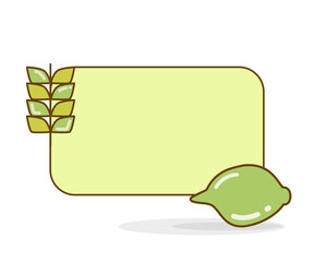 blank note board with lemon and leaves vector illlustration