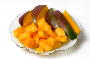Pieces of mango on a plate
