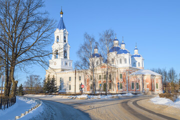 Ancient Resurrection Cathedral on a sunny January day. Kashin. Tver region, Russia