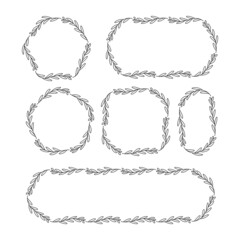 Obraz premium decorative floral frame leaves and flower vector illustration