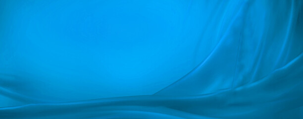 Fototapeta premium Blue color velvet curtain. Abstract Textile Panoramic Background Soft Cloth 3d Illustration