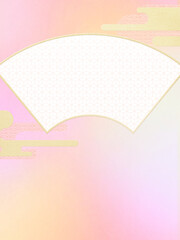 Pastel colored oriental background material with fan