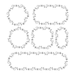 decorative floral frame leaves and flower vector illustration