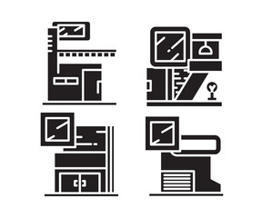 modern style building, house and office building icons set