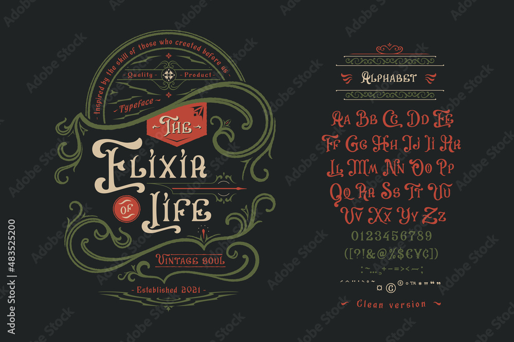 Wall mural graphic display font the elixir of life