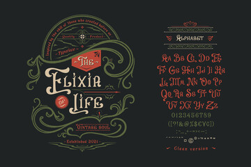 Graphic display font The Elixir of Life - obrazy, fototapety, plakaty