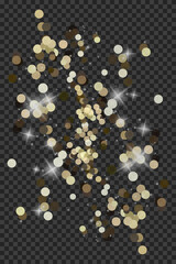 Shining bokeh isolated on transparent background. Golden bokeh lights with glowing particles isolated. Christmas concept