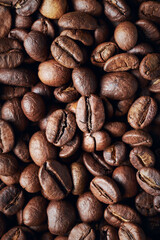 Coffee beans closeup background.