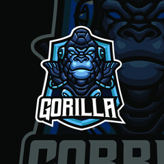 gorilla masscot logo esport premium vector