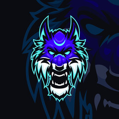 wolf masscot logo esport premium vector