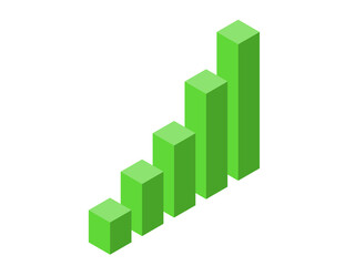 アイソメトリック棒グラフA：上昇：緑