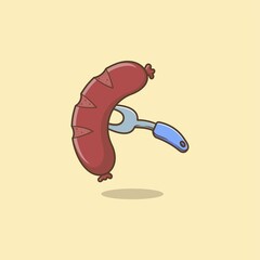 cute cartoon barbecue sausage. vector illustration for mascot logo or sticker