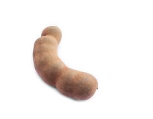 Asian ripe sweet tamarind fruit on white background.