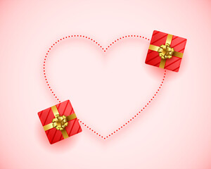 lovely hearts frame with gift boxes background