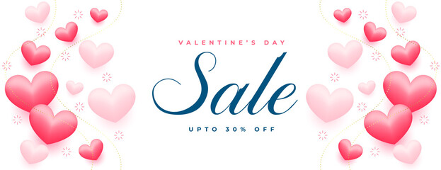 realistic valentines day sale banner with offer details