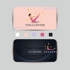 Business card design layout template with  beautiful girl in yoga pose.