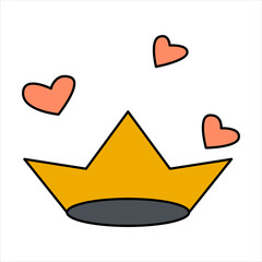 Valentine's Day princess king crown love heart doodle vector illustrations colored hand drawn	
