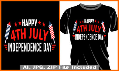 Happy 4th of July Independence Day T-shirt Design illustration.
Happy 4th of July Independence Day Typography Vector illustration and colorful design. Happy 4th of July Independence Day Typography.