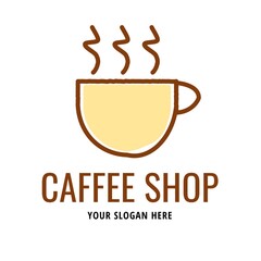 simple hot coffee cup logo. lineal color style vector. logo for coffee shop