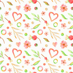 Watercolor seamless pattern with simple elements.For textile,fabrics.