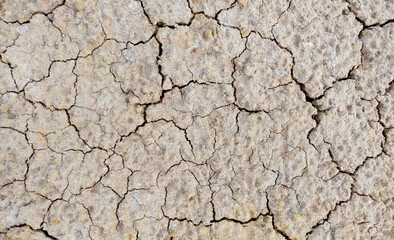 Cracked ground background in the top view for graphic design or wallpaper