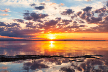 sunset over the lake