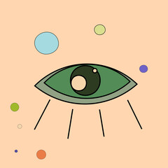 Vector illustration of the eye in retro style for print, poster, banner.