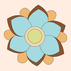 Illustration of a daisy flower in the hippie style of the 60-70s. An element of a botanical pattern. Summer print.