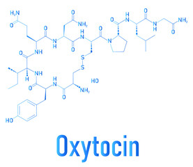 Oxytocin hormone molecule. Skeletal formula.