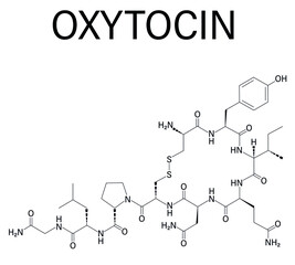 Oxytocin hormone molecule. Skeletal formula.