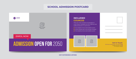 Junior School Education Admission Eddm Postcard Design Template for Kids