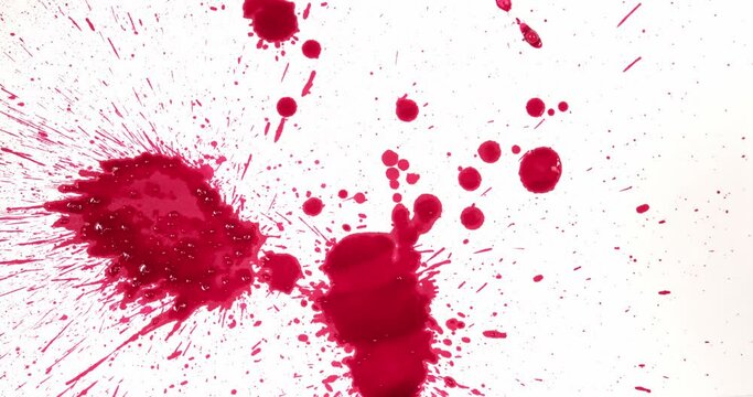 Splashes of red blood on a white canvas