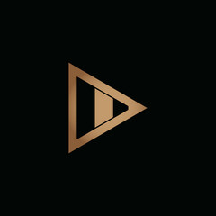 Logo for video. Gold Play Button with D letter logo. Negative space logotype initial designs for personal and company branding. EPS10 #01