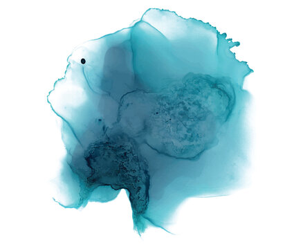 Alcohol ink abstract shape Hand drawn blue texture