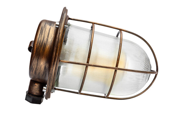 Old industrial lantern isolated on white.