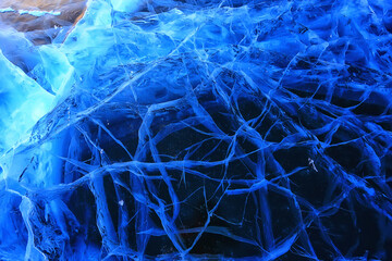 ice texture cracks baikal, abstract background winter ice transparent blue