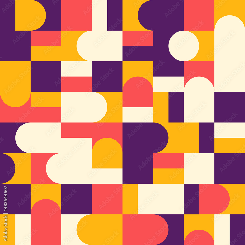Aufkleber colorful and abstract geometric shape pattern. vector pink and yellow shapes.