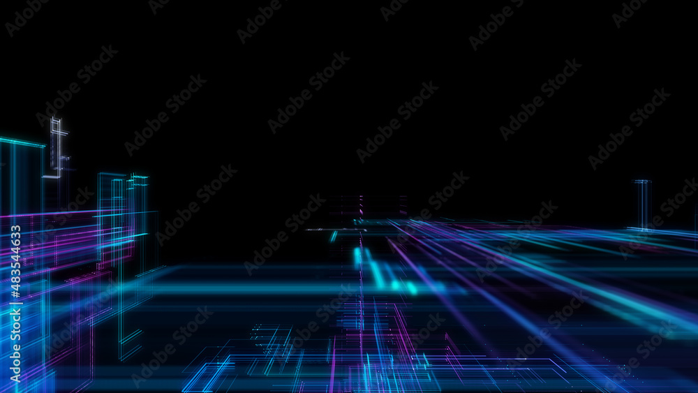 Poster digital cyberspace with particles. techology background