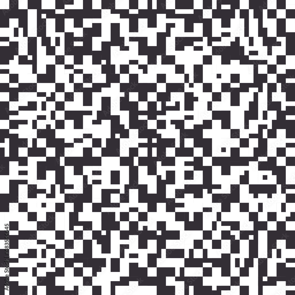 Poster Black and white pixels pattern. Vector repeated seamless pixels.
