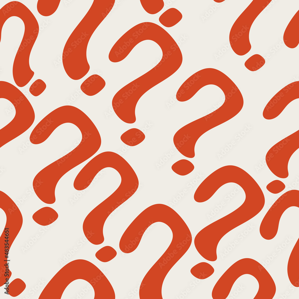 Poster Question mark pattern. Vector question orange marks.
