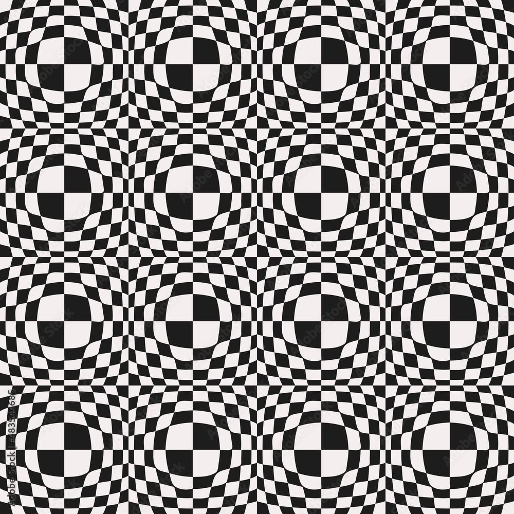 Aufkleber Checker canvas twisted and convex. Vector chess seamless pattern.