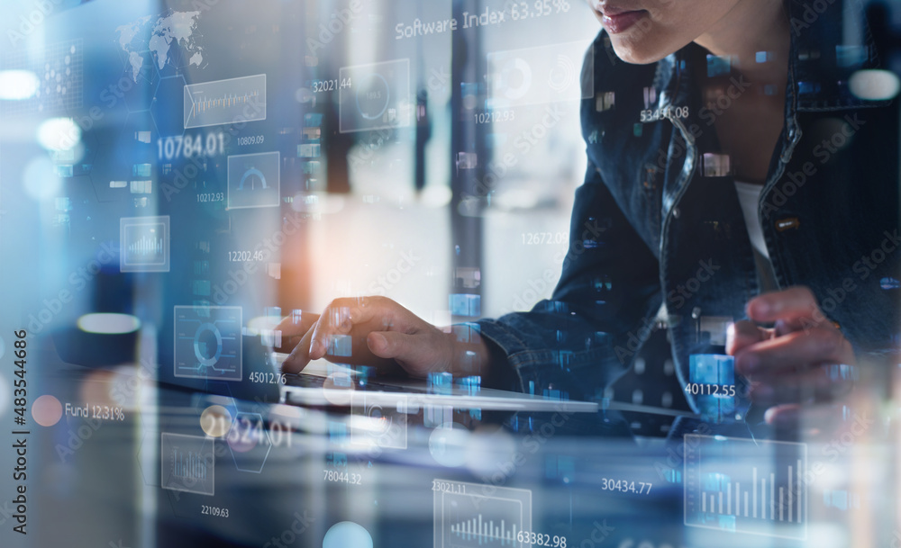 Poster data analytics, business intelligence with key performance indicators (kpi) dashboard, data science 