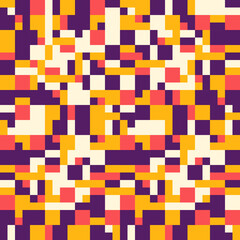 Colorful pixels pattern. Vector repeated seamless pixels. Pink and purple rectangles squares pattern.