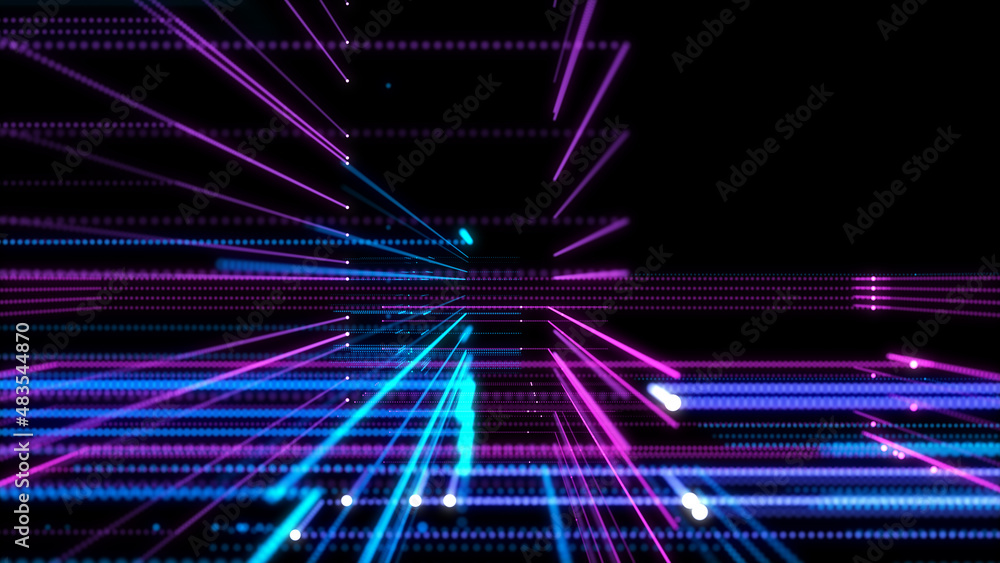 Poster digital cyberspace with particles. techology background